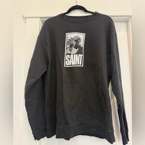 Saint Laurent Black Long Sleeve Sweatshirt with White Graphic